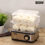 BSW 스테인레스 2단 전기쿠커 멀티쿠커 고구마 계란찜기 타이머기능 BS-1504-EB - 이미지 3